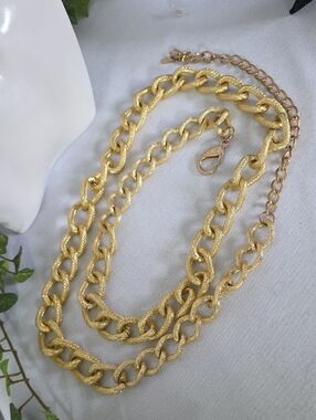 Chunky Gold Chain Link Belt Textured and Adjustable